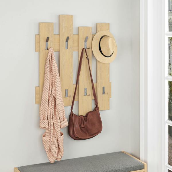 Decortie Wave Modern Wall-Mounted Coat Hanger with 8 Hooks 69 Width