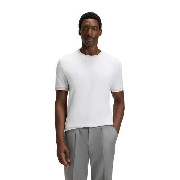 Boss Mens Contrast Detail T-Shirt - White - 