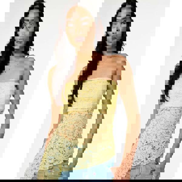 Pink Vanilla Floral Lace Bandeau Top