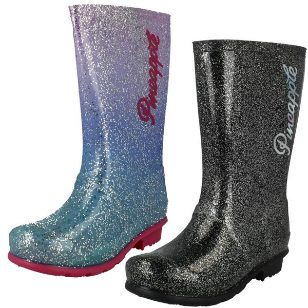 Pineapple Girls Pineapple Glitter Wellington Boots X1272