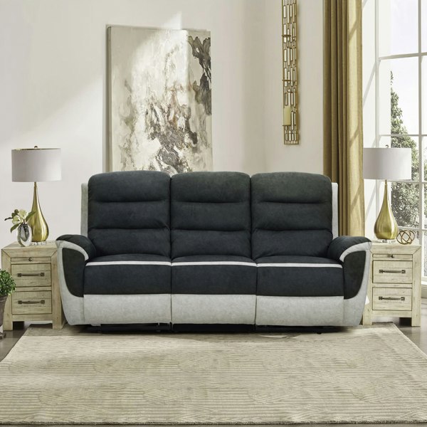 Comfy Living Two Tone Contrast Fabric Recliner Set Chair 2 Seater Sofa 3 Seater Sofa Grey
