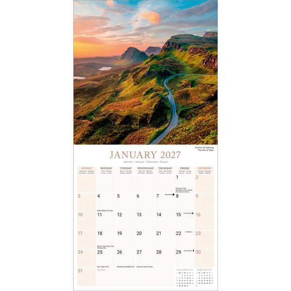 Scotland Calendar 2027, Wall Calendars, Month To View, Travel, Gift