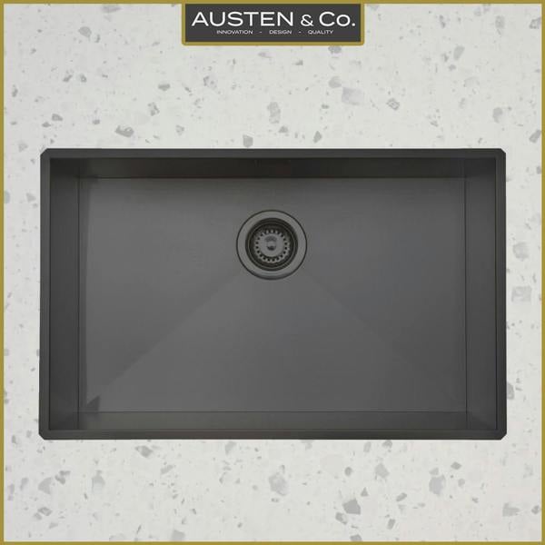 Austen & Co. Salento Jumbo Single Bowl Stainless Steel Kitchen Sink - Gunmetal