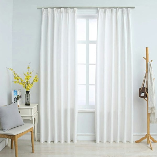 Berkfield Blackout Curtains with Hooks 2 pcs Off White 140x245 cm