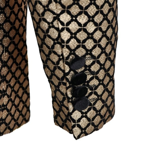 Washington Jacquard Velvet Shawl Lapel Blazer - Gold