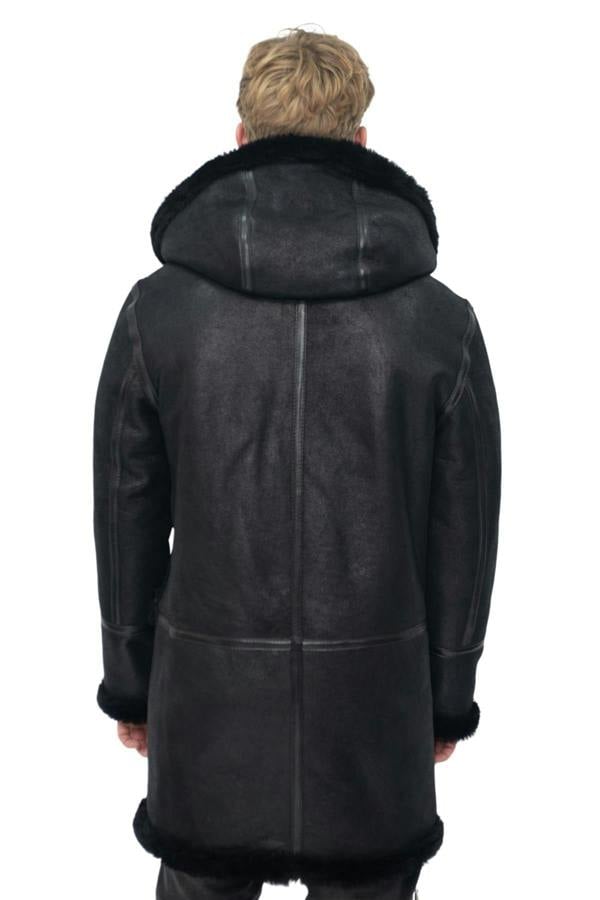 Infinity Leather Mens Winter Sheepskin Hooded Duffle Coat-Isleworth
