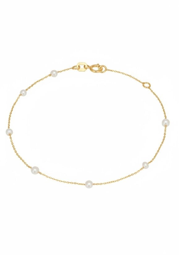 Latelita Solid 14k Gold Natural Spaced Pearl Bracelet
