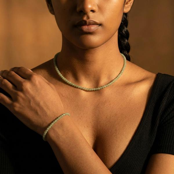 Gold Trip Green Aventurine Beaded Necklace