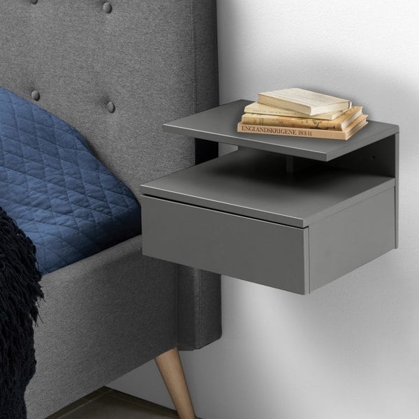 Furniture To Go Ashlan Bedside Table with 1 Drawer in Grey