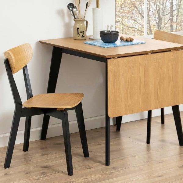 Furniture To Go Roxby Dining Chairs in Black and Oak Set of 2