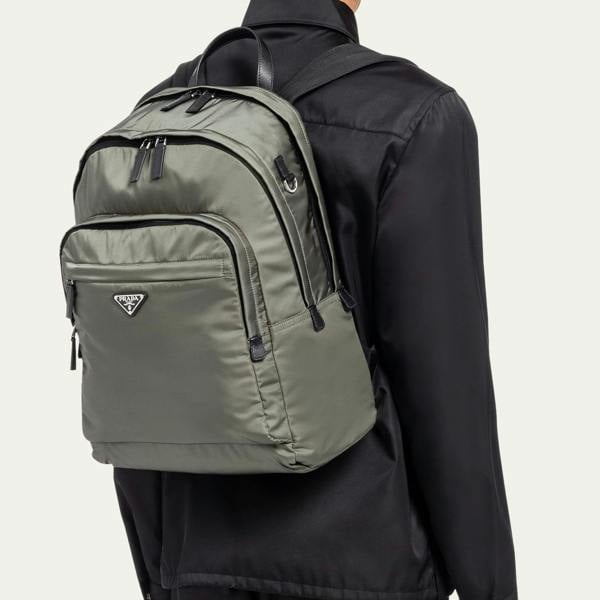 Prada Triangle Logo Re-Nylon Backpack Grey - chancefashionco