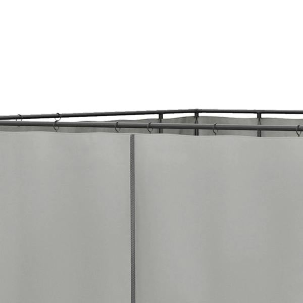 Light grey gazebo wall top seam with grommets for hanging on metal frame beam