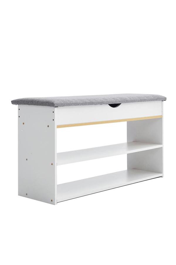 Living and Home 3-Tier Shoe Storage Bench with Padded Seat