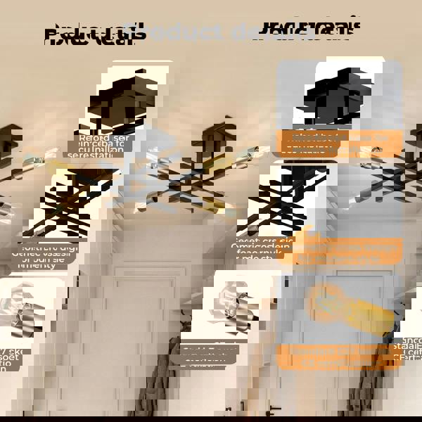 EMITTO Semi Flush Mount Ceiling Light Fixture Matte Black & Gold 4 Light E27