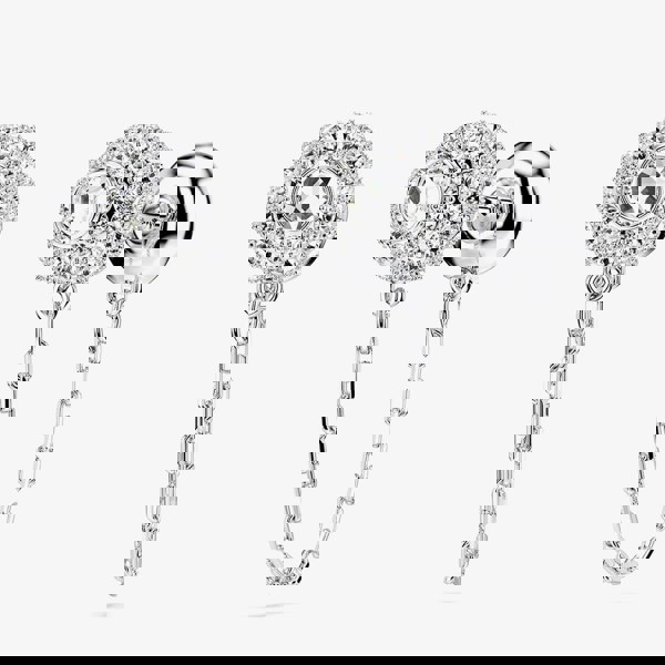 Swarovski Una Rhodium Plated Round White Crystal Drop Earrings 5732273