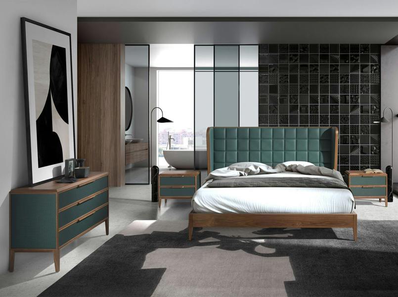 Angel Cerdá Dark green and walnut pvc chest of drawers 7150