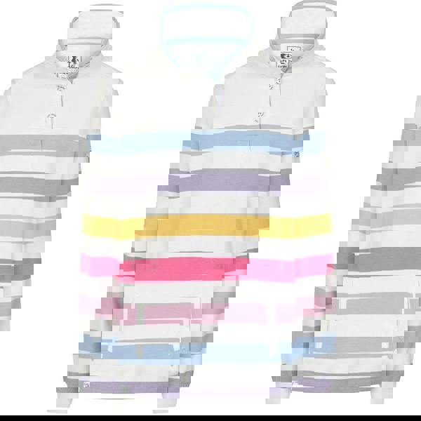 Lazy Jacks Women's Striped Button Neck Sweatshirt - Pastel