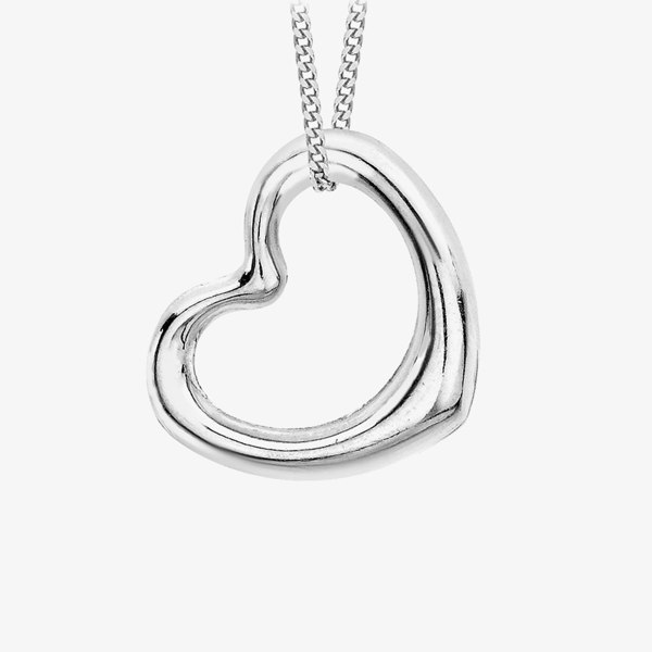 T. H. Baker 9ct White Gold Open Heart Necklace 5.61.8659