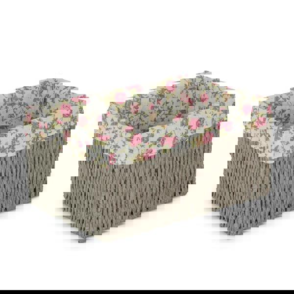 Garden Rose Paper Rope Storage Basket with Garden Rose Cotton Lining