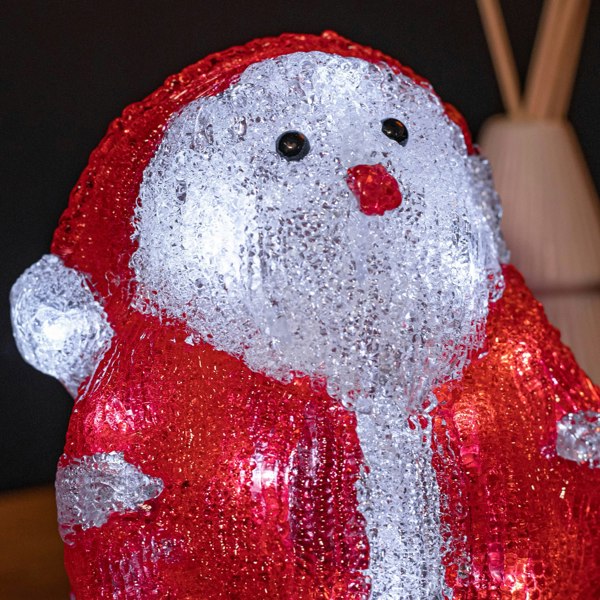 Samuel Alexander 19cm Battery Operated Light up Acrylic Christmas Santa Decoration with 16 Ice White LEDs