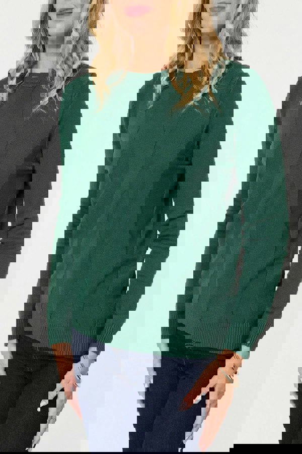 Green | Textured Long Sleeve Slim Knit Jumper
