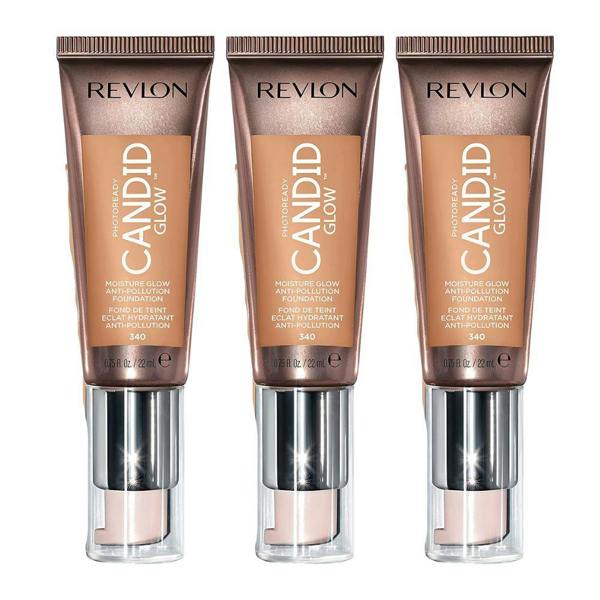 Revlon 3 x Revlon Photoready Candid Moisture Glow Foundation - 340 True Beige 22ml