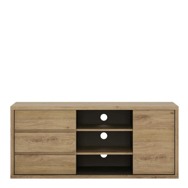 Wyld Haus Athens Natural Oak Wood Effect 1 Door 3 Drawer TV Cabinet
