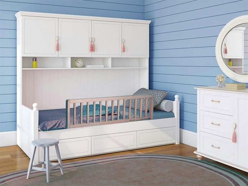 Safetots Extra Wide Wooden Bed Guard, Natural, 38cm High x 140cm Wide, Toddler Bedrail for Safety, Secure Child Bed Rail