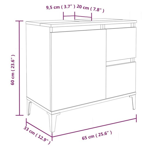 Berkfield Bathroom Cabinet Smoked Oak 65x33x60 cm Engineered Wood
