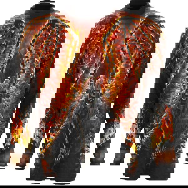 FLAMING DEATH - Allover Longsleeve T-Shirt Black