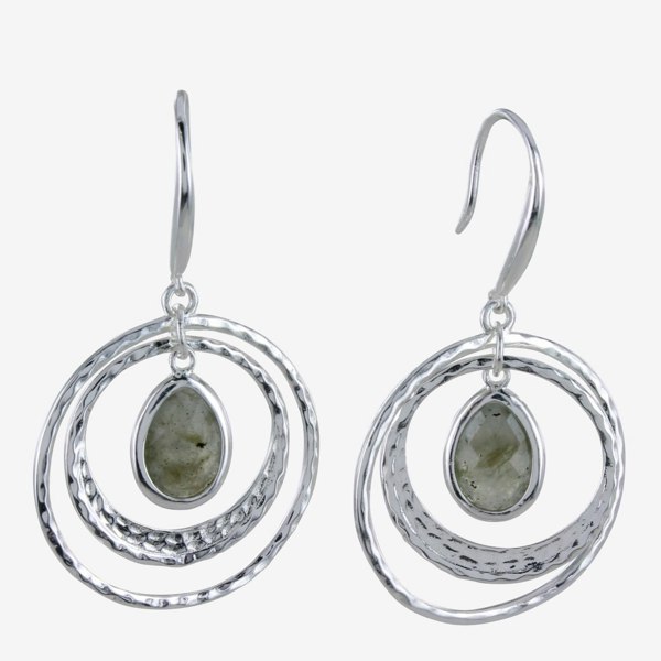 Sterling Silver Twin Ring Candy Stone Drop Earrings - Reeves & Reeves