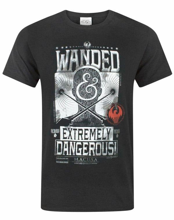 Fantastic Beasts And Where To Find Them Mens Black Wanded And Extremely Dangerous Graphic Print Short Sleeved T-Shirt