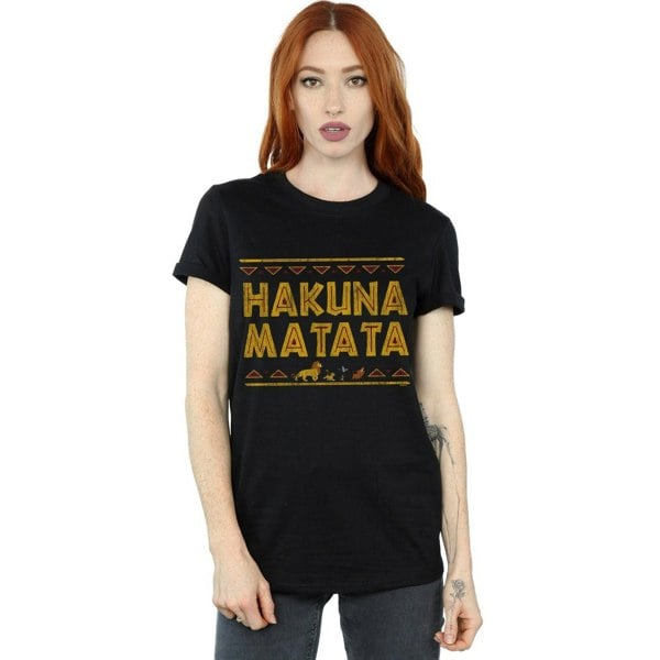 Disney Womens/Ladies The Lion King Hakuna Matata Cotton Boyfriend T-Shirt - Black