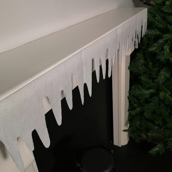 Samuel Alexander Premier White Felt 18cm x 240cm Decorative Glitter Christmas Icicle Fringe Wall Fireplace Decoration