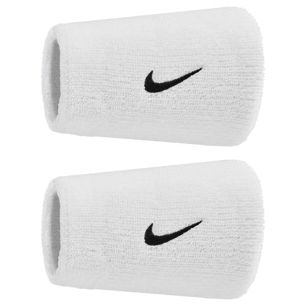 Nike Classic Swoosh Double Wide Wristband (Pack of 2) - White/Black - 