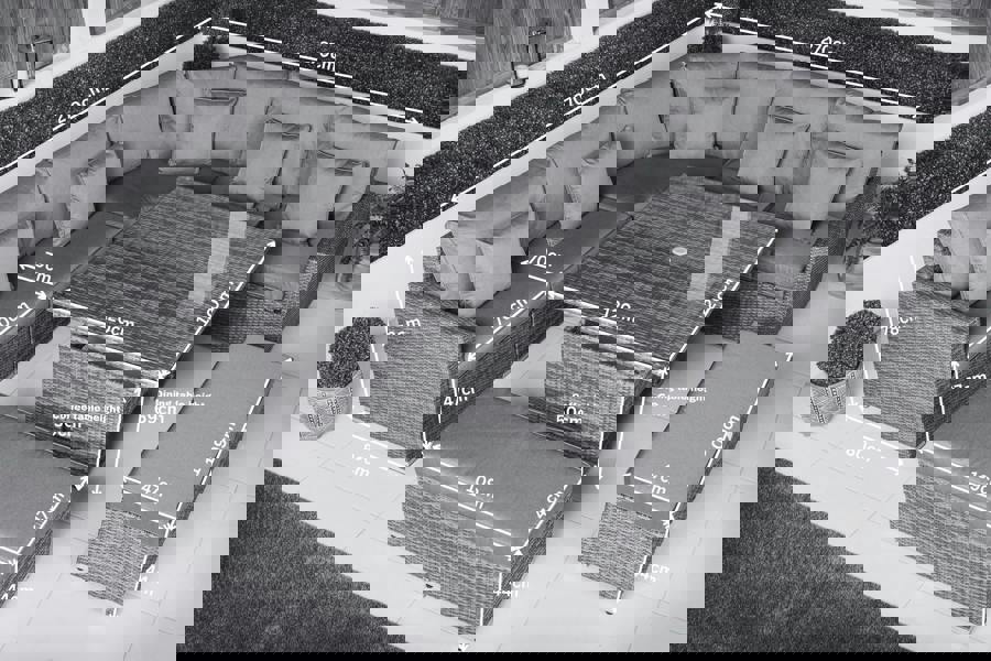 Giardino Santorini 5 Seat Modular Corner Sofa Rattan Garden Furniture Set Outdoor Height Adjustable Coffee Table + 2 x benches