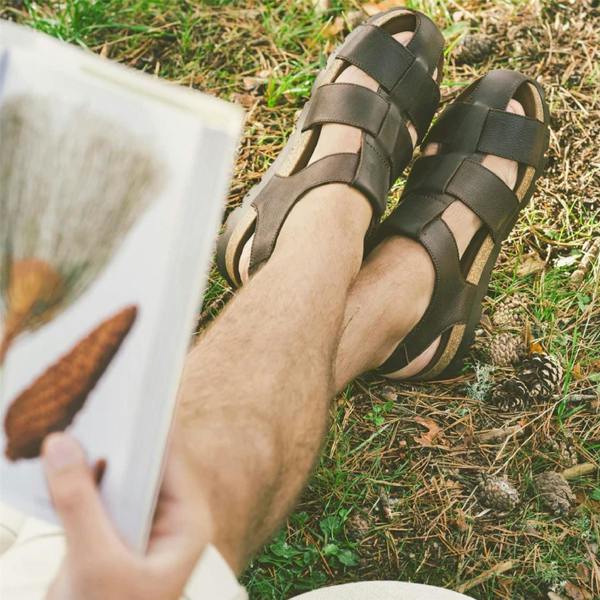 Panama Jack Men's Waterproof Bark Brown Leather Sandals - Stanley C1