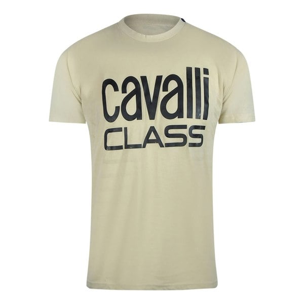 Cavalli Class Bold Logo Beige Sand T-Shirt