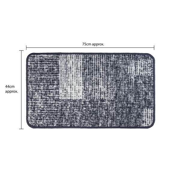 JVL Fiora Machine Washable Indoor Mat - 44 x 75cm - Muted Matrix