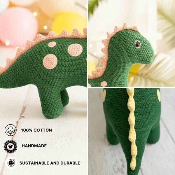 CROCHETTS Set of 2 cotton dinosaur plush toys (Large + Mini) PLTR144053