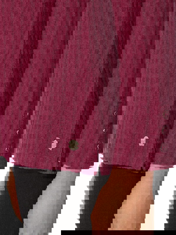 PennyPlain Cuff Detail Cowl Neck Top - Berry