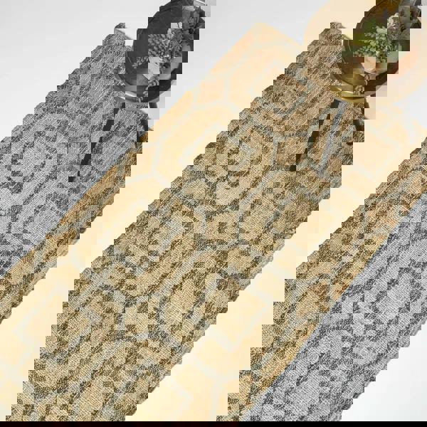 HOMESCAPES Tiran Brown Geometric Handwoven Jute Rug