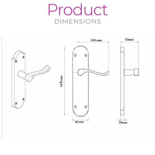 EDH Door Hardware Black Nickel Epsom Victorian Scroll on Shaped Back Plate Lock Door Handle 1 Pair