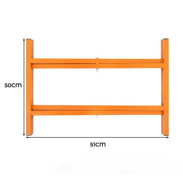 Bright orange mortar board stand measuring 500mm high, featuring a sturdy rectangular frame with horizontal support bars