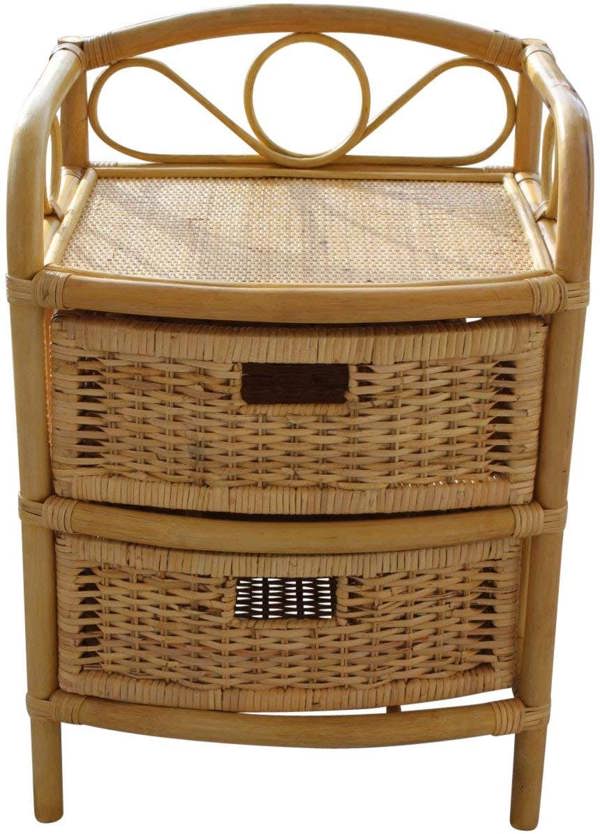 The Garden Marketplace Cane and Rattan Set of 2 Drawers Storage Unit, Fully Assembled, 66cm Tall x 45cm Wide x 40cm Deep, Smooth Sliding Drawers