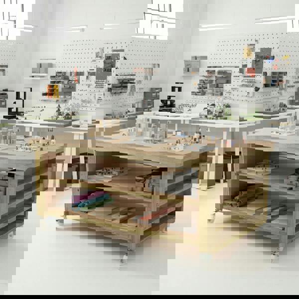 Arbor Garden Solutions Wooden Workbench MDF Top with Extra shelving Depth-3ft With Double Shelf