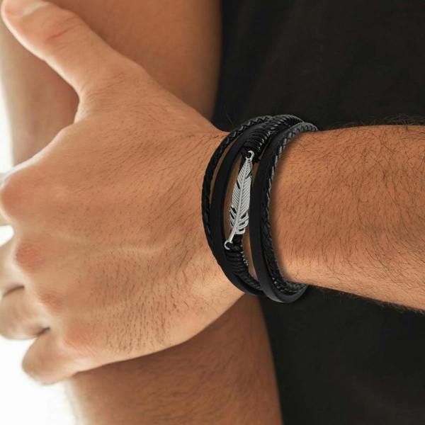 Aye Do Gifts Men's Angel Feather Black Bracelet