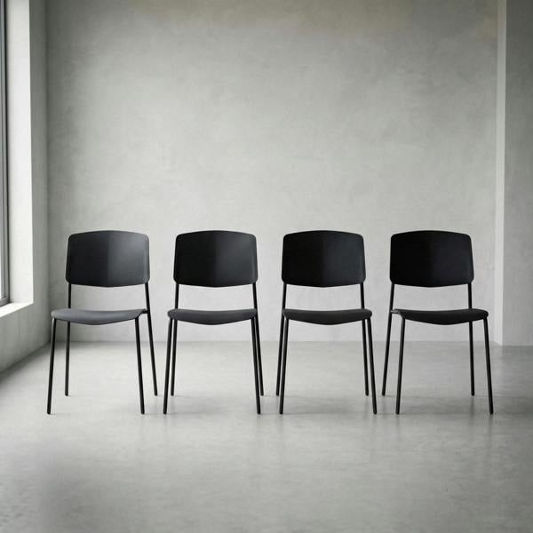 Core Products Set of Four Stackable Academy Black Kitchen Dining Chiars