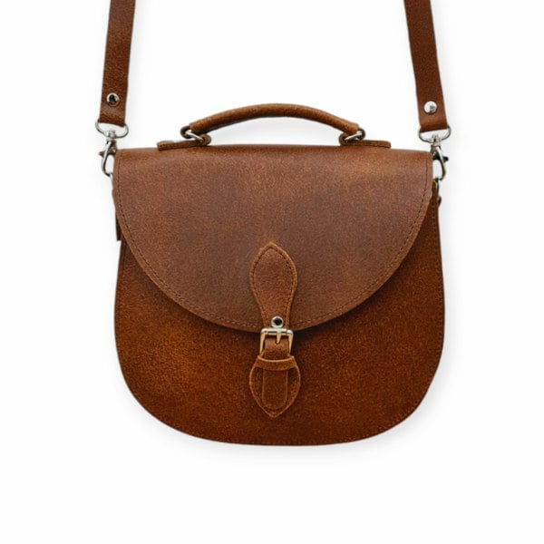 Zatchels Handmade Tannery Leather Saddle Bag - Tan