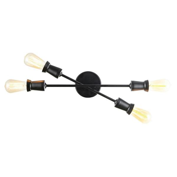 Industrial Vintage Matte Black Ceiling Light with Straight Metal Arms Image 3